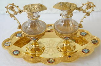 French antique solid silver gilt Gothic Chapel Set